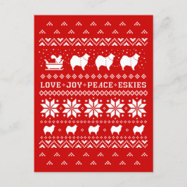 Love Joy Peace Eskies Schattigee honden Kerst Feestdagenkaart