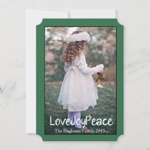 Love Joy Peace Green Holiday Greeting Feestdagenkaart
