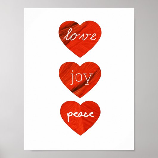 Love Joy Peace Hearts Poster (Voorkant)