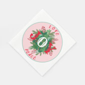 Love Joy PEACE Holiday elegante krans groen rood Servet (Hoek)