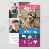 Love Joy Peace Hugs Emoji kerstfoto Collage Feestdagenkaart (Voorkant / Achterkant)