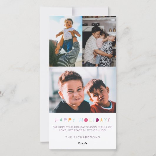 Love Joy Peace Hugs Emoji kerstfoto Collage Feestdagenkaart (Achterkant)