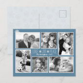 Love Joy Peace Kerstmis Multi Photo Colonial Blue Briefkaart (Voorkant / Achterkant)