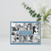 Love Joy Peace Kerstmis Multi Photo Colonial Blue Briefkaart (Staand voorkant)