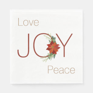 Love Joy peace Kerstpoinsettia Servet