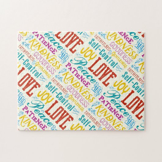 Love Joy Peace Kindness Goodness Typography Art Legpuzzel (Horizontaal)