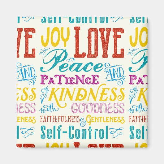 Love Joy Peace Kindness Goodness Typography Art Magneet (Voorkant)