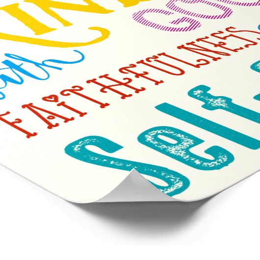 Love Joy Peace Kindness Goodness Typography Art Poster (Hoek)