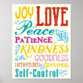 Love Joy Peace Kindness Goodness Typography Art Poster (Voorkant)
