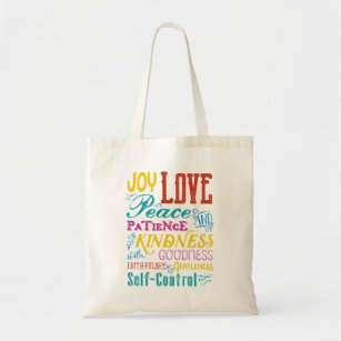 Love Joy Peace Kindness Goodness Typography Art Tote Bag