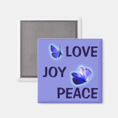 Love Joy Peace Paarse Vlinders Magneet (Voorkant / Achterkant)