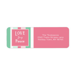 Love Joy Peace Pink Mint Stripes Etiket