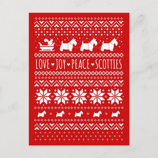 Love Joy Peace Scotties Feestelijke Kerst Feestdagenkaart (Voorkant)
