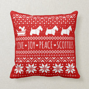 Love Joy Peace Scotties Kerstfeestdagen Honden Kussen