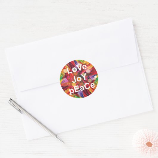 Love Joy Peace Sticker Round (Envelop)