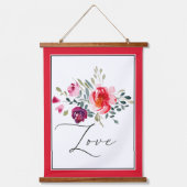 Love Joy Peace waterverf bloemenspel Hangend Wandkleed (Voorkant)