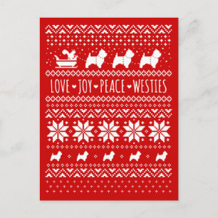 Love Joy Peace Westies Cute Dogs Kerstmis Feestdagenkaart