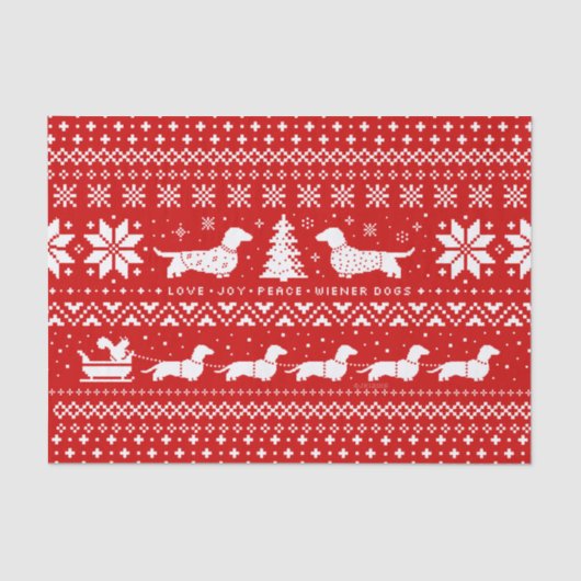 Love Joy Peace Wiener Dogs | Kerstmis in Dachshund Tissuepapier (Voorkant)