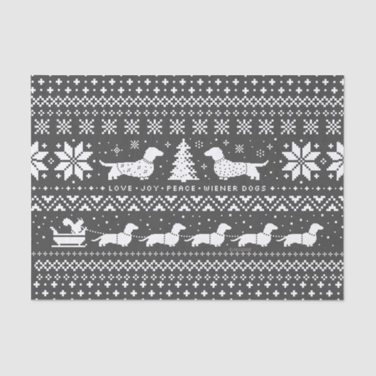 Love Joy Peace Wiener Dogs | Kerstmis in Dachshund Tissuepapier (Voorkant)