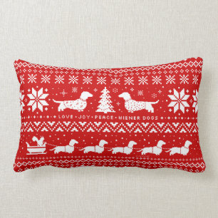 Love Joy Peace Wiener Dogs-kerstpatroon Kussen