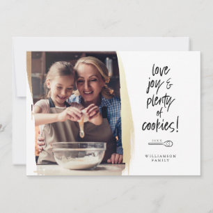 Love Joy & Plenty Cookies Family Baking Foto Feestdagenkaart