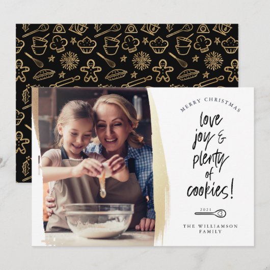 Love Joy & Plenty Cookies Family Baking Foto Feestdagenkaart (Voorkant / Achterkant)