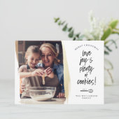 Love Joy & Plenty Cookies Family Baking Foto Feestdagenkaart (Staand voorkant)