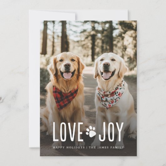 Love Joy Schattigee hondenfoto Kerst Feestdagenkaart (Voorkant)
