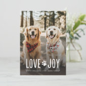 Love Joy Schattigee hondenfoto Kerst Feestdagenkaart (Staand voorkant)