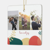 Love Joy Three Photo Family Kerstmis Keramisch Ornament (Links)