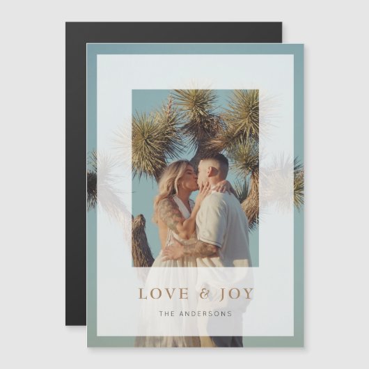 Love & Joy Vellum Overlay Vakantie Fotokaart Magnetische Uitnodiging (Voorkant / Achterkant)