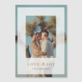 Love & Joy Vellum Overlay Vakantie Fotokaart Magnetische Uitnodiging (Voorkant)
