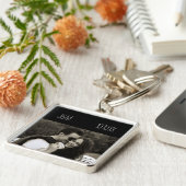 Love Jubileum Couple Photo Date Initialen Sleutelhanger (Zijkant)