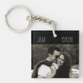 Love Jubileum Couple Photo Date Initialen Sleutelhanger