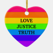 "LOVE JUSTICE TRUTH" KERAMISCH ORNAMENT (Voorkant)