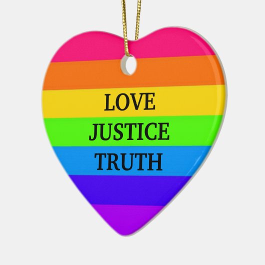 "LOVE JUSTICE TRUTH" KERAMISCH ORNAMENT (Links)