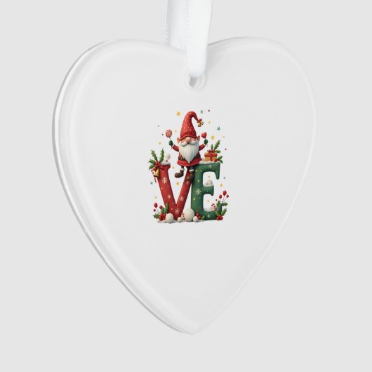 LOVE Kabouter Kerstmis Ornament (voorkant)