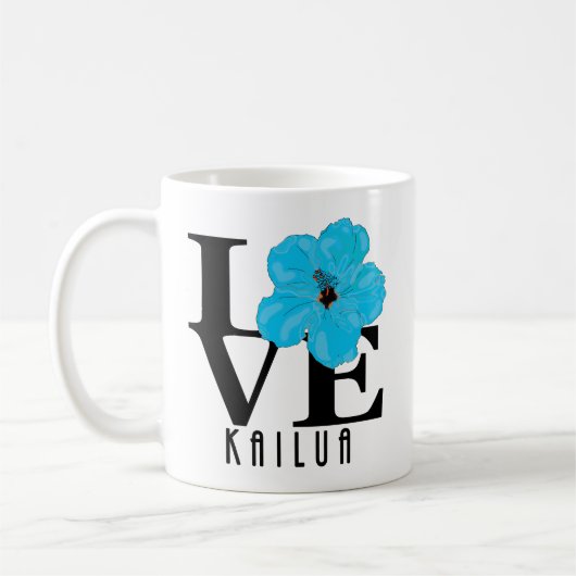 LOVE Kailua Blue Hibiscus 11oz Koffiemok (Links)