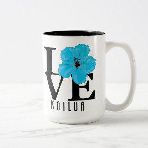 LOVE Kailua Blue Hibiscus 15oz Tweekleurige Koffiemok