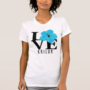 LOVE Kailua Blue Hibiscus (voorgedrukt) T-shirt