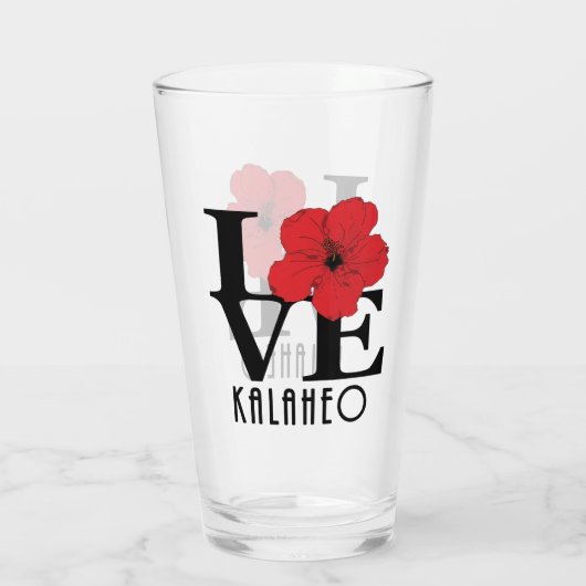 LOVE Kalaheo Hawaii Red Hibiscus Glas (Achterkant)