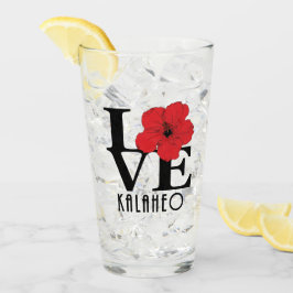 LOVE Kalaheo Hawaii Red Hibiscus Glas