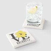 LOVE Kalaheo Yellow Hibiscus Stenen Onderzetter (Zijkant)