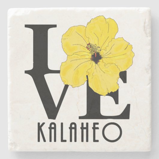 LOVE Kalaheo Yellow Hibiscus Stenen Onderzetter (Voorkant)