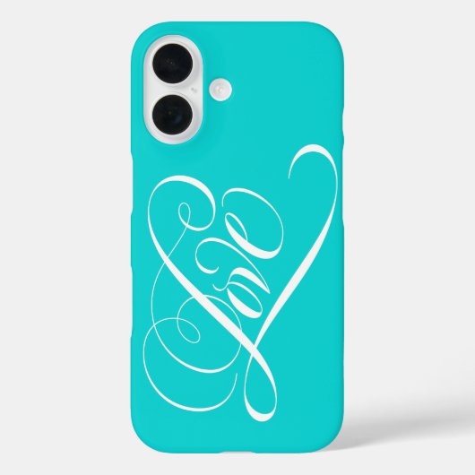 LOVE kalligrafie Hartlettering Aqua Blauwgroen Ele Case-Mate iPhone Case (Achterkant)