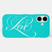 LOVE kalligrafie Hartlettering Aqua Blauwgroen Ele Case-Mate iPhone Case (Achterkant (horizontaal))