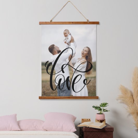 LOVE kalligrafie Script Family Foto stijlvol Hangend Wandkleed (Slaapkamer)