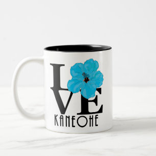 LOVE Kaneohe Blue Hibiscus 11oz Tweekleurige Koffiemok