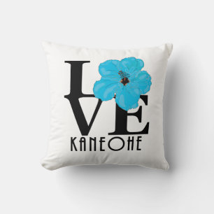 LOVE Kaneohe Blue Hibiscus Kussen