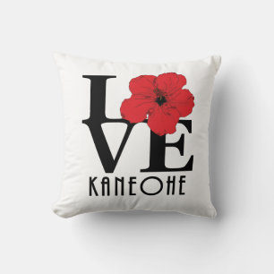 LOVE Kaneohe Red Hibiscus Kussen